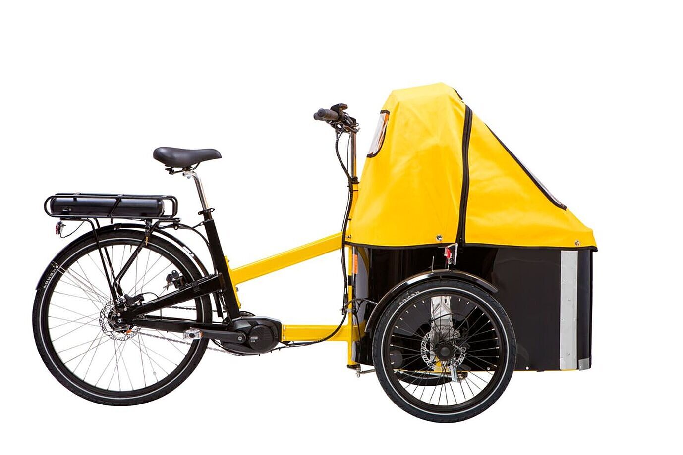 Lastendreirad Family Gen2 von Nihola mit Verdeck Freisteller des Lastendreirad Familys Gen2 von Nihola mit Wetterschutzverdeck